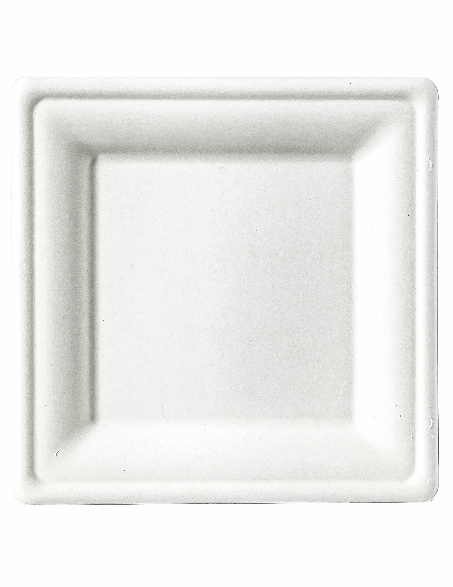 Petites assiettes carrées fibre de canne blanches compostables