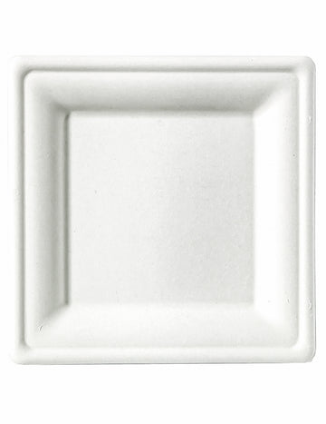 25 malih kvadratnih tanjura od vlakana šećerne trske, 15 x 15 cm bijelo kompostabilno