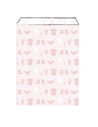 Sachets en papier bébé pour baby shower roses avec motifs cigognes