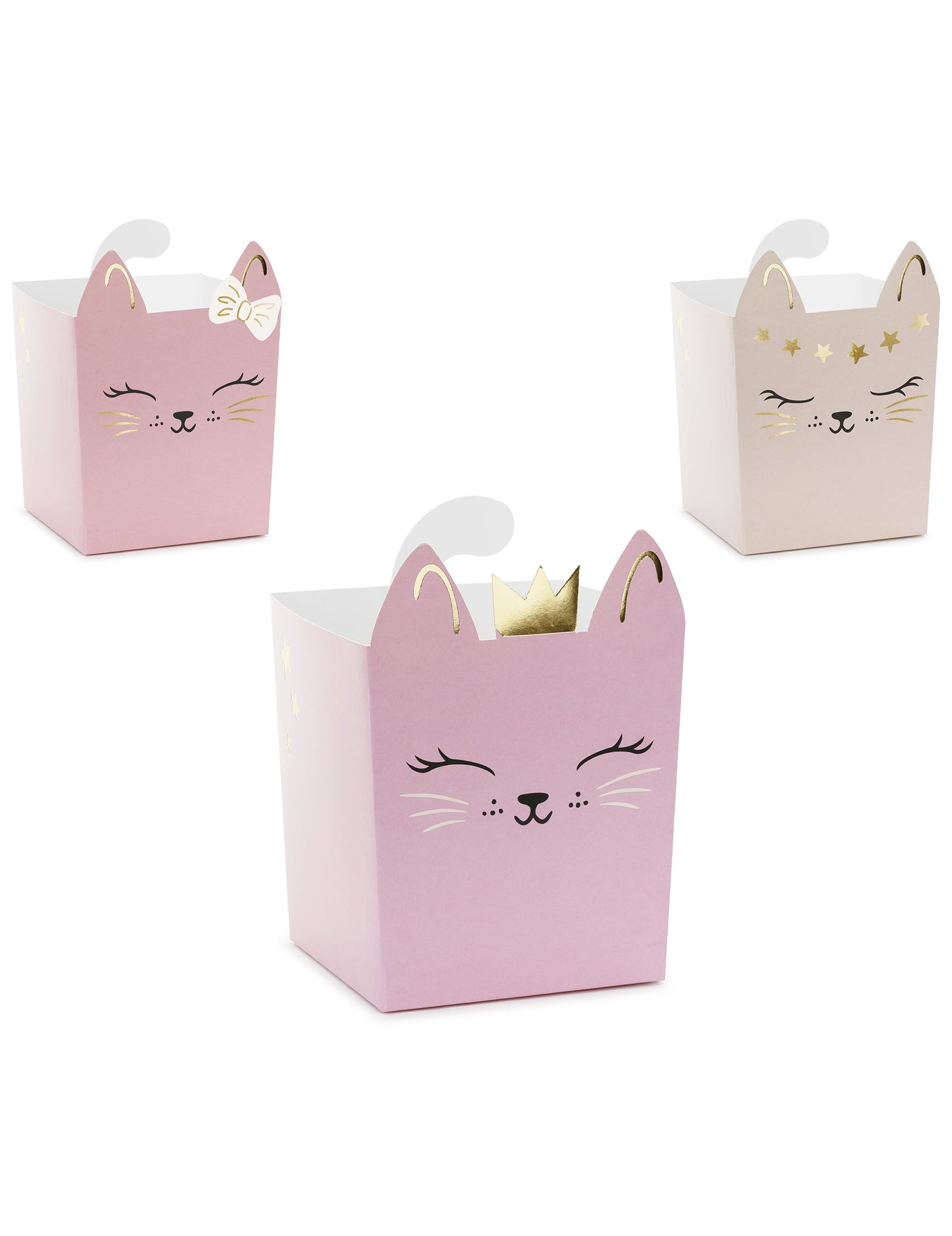 3 boîtes pour snack chatons avec détails dorés