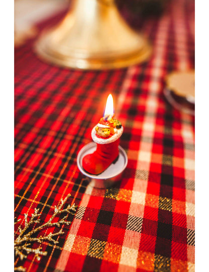 3 svijeće u obliku čizmice Djeda Mraza s plišanim medvjedićem, 5,5 x 3,5 cm