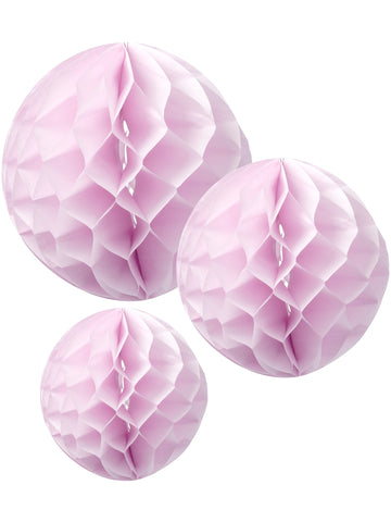 3 ružičaste papirnate saće kugle 15, 20 i 25 cm 