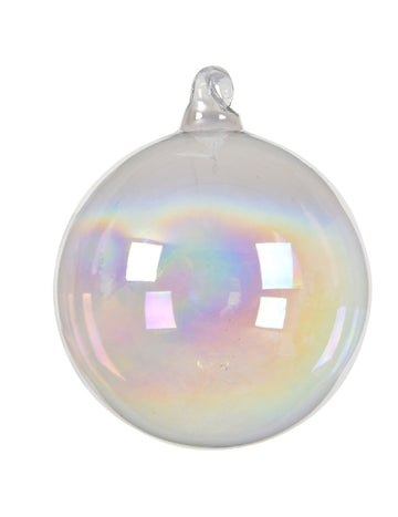 3 iridescentne staklene kuglice 8 cm za jelku