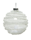 Boule en verre décor neige pour décoration de Noël transparente avec pompons blancs