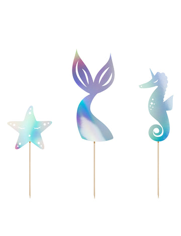 3 torta Topper Holografska sirena 24,5 cm