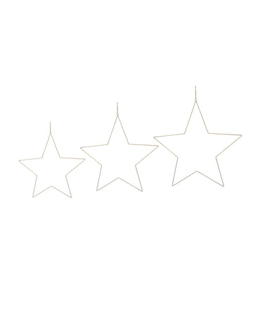 3 viseća ukrasa u obliku zlatne zvijezde, 30 do 50 cm