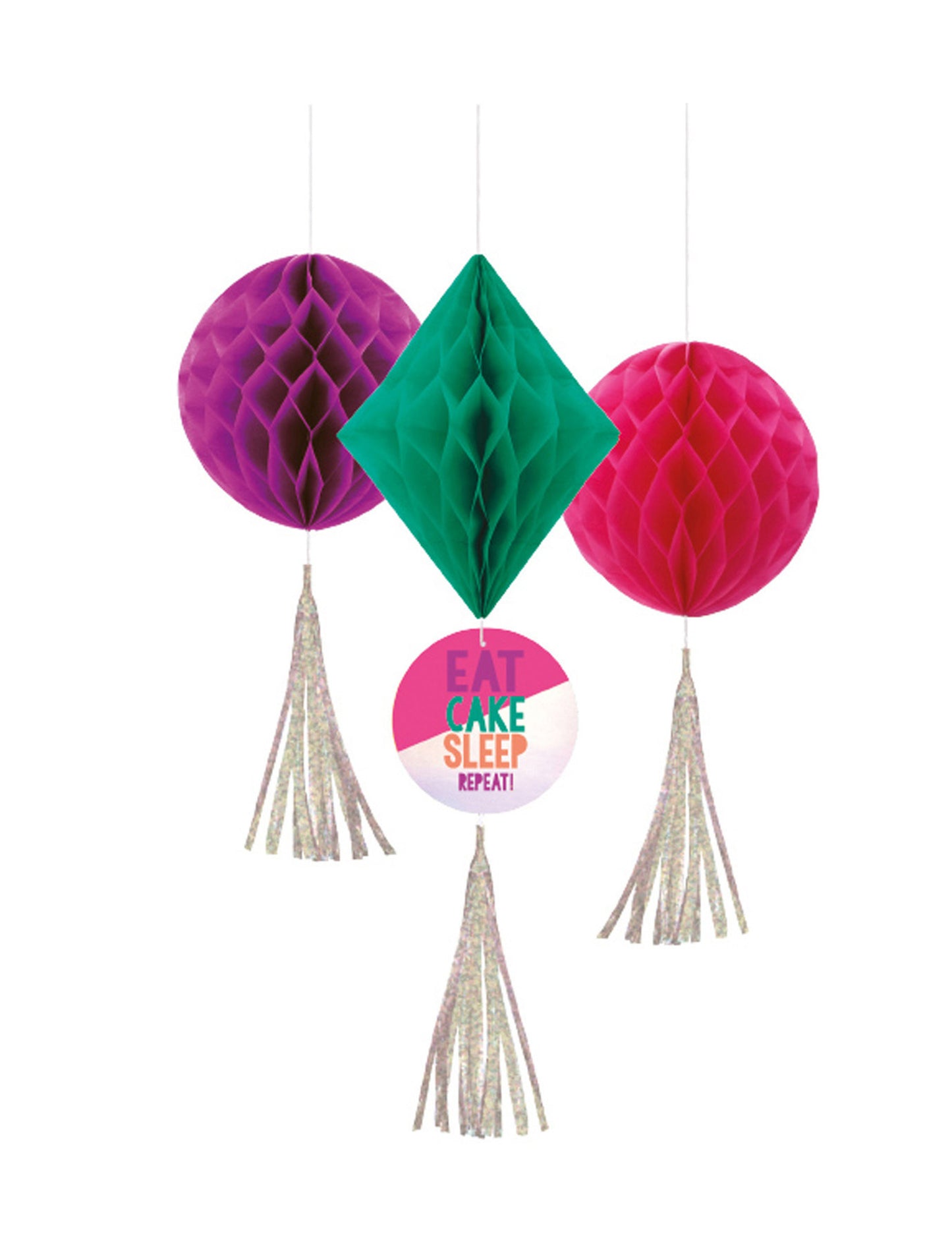 3 rođendanske dekoracije s pomponima u obliku saća