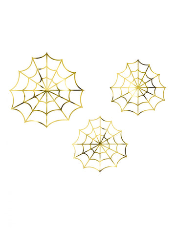 3 metalna zlatna papirna ukrasa u obliku paukove mreže