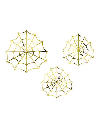 3 metalna zlatna papirna ukrasa u obliku paukove mreže