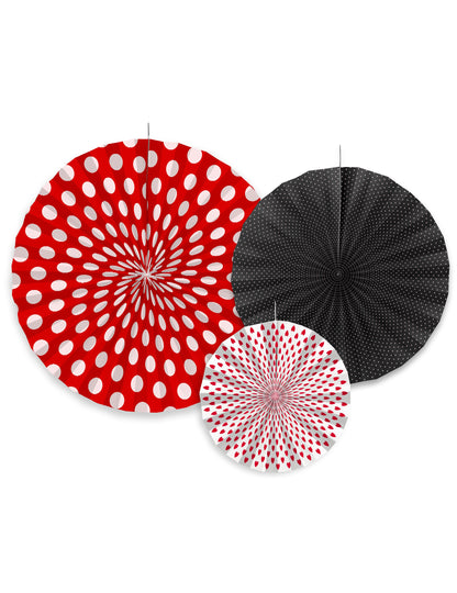 3 kartonske rozete s točkicama, veličine 23, 32 i 40 cm objesiti