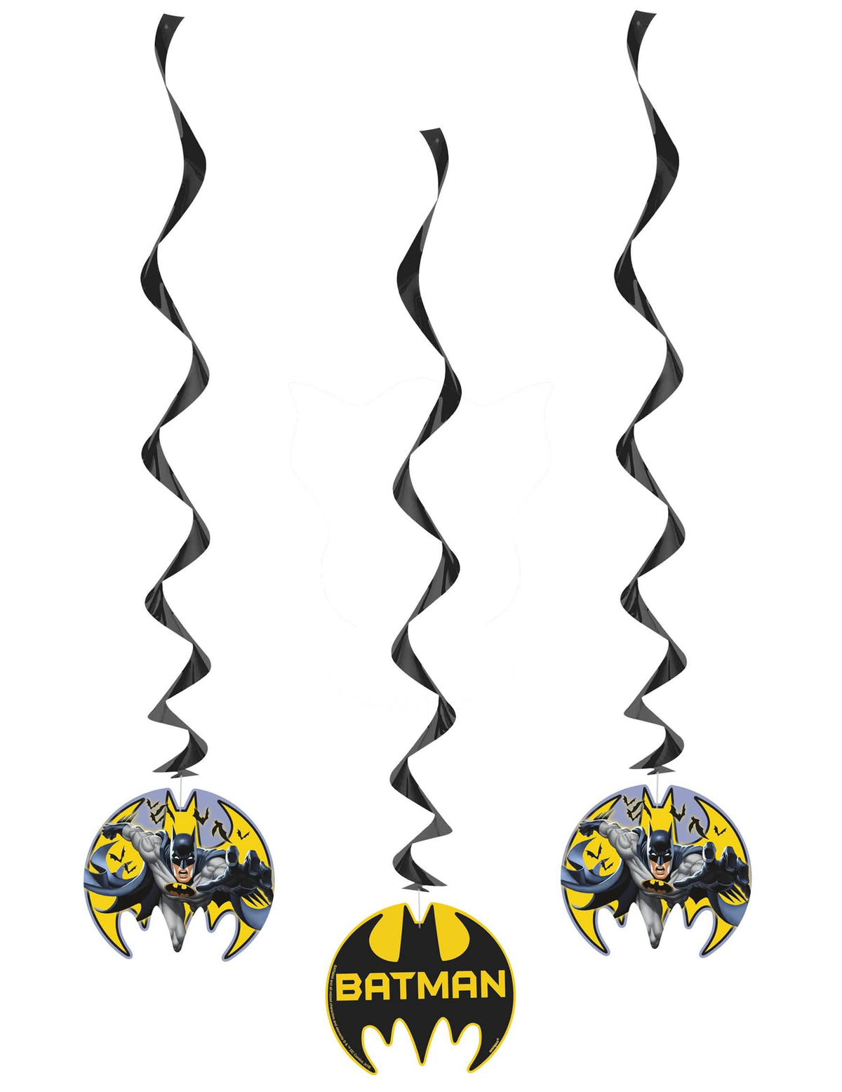 Viseće spiralne ukrase Batman u crnoj i žutoj boji s medaljonima