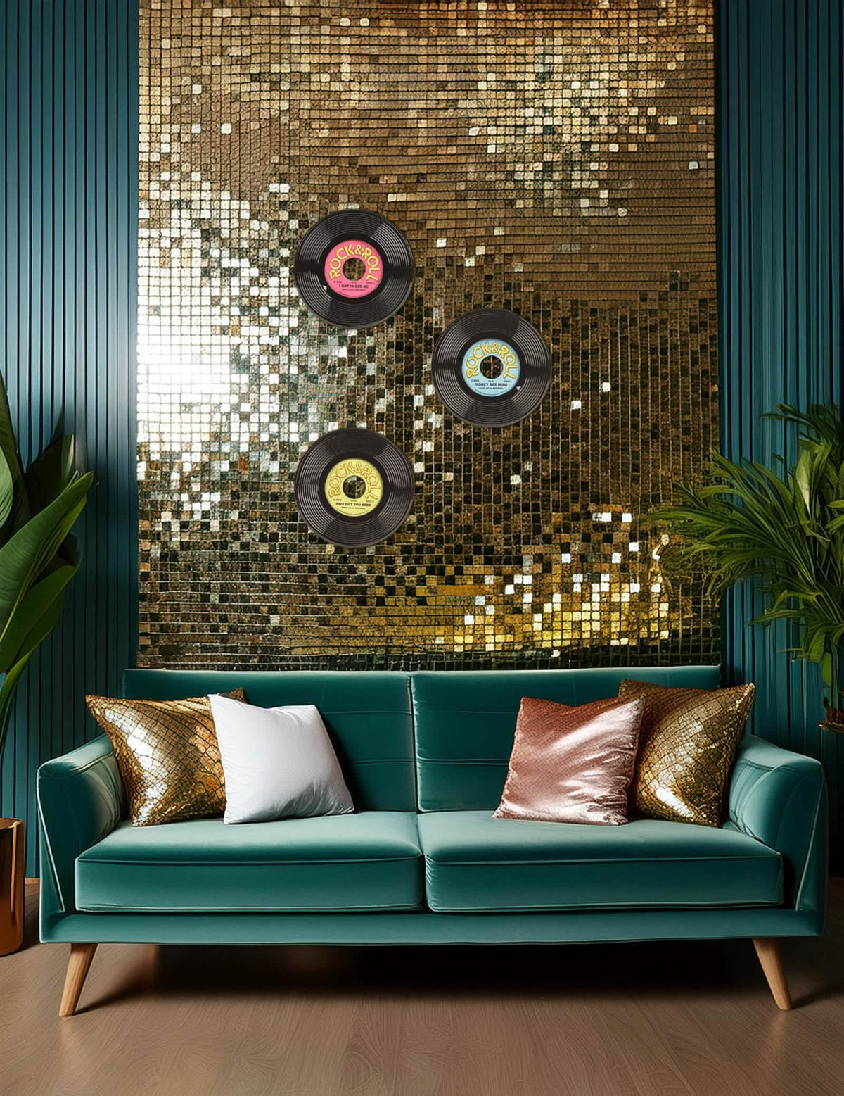 Postavljanje na zid od 3 vinilne ploče dekoracija rock & roll