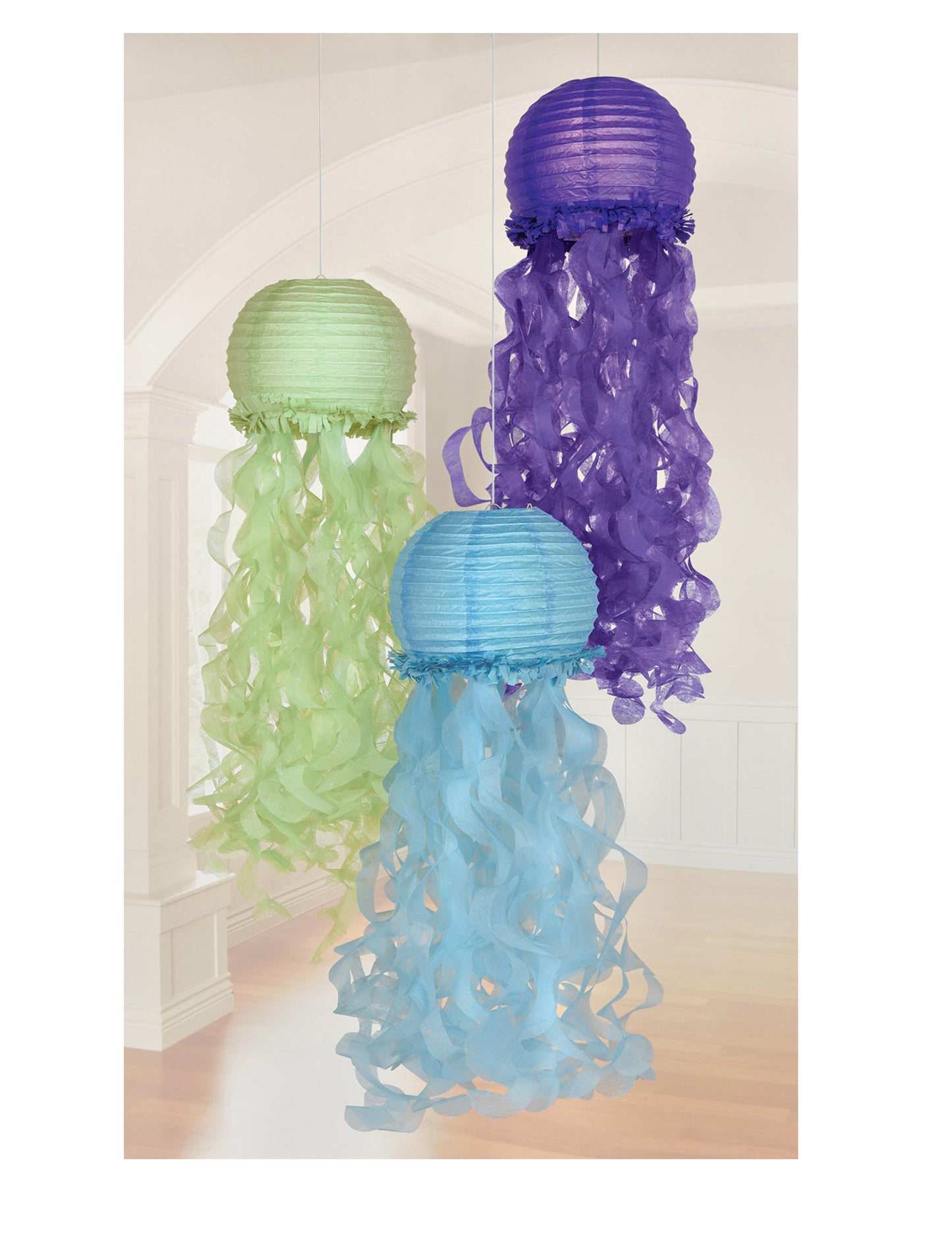 Lanternes en papier méduses rêves de sirène bleu violet vert