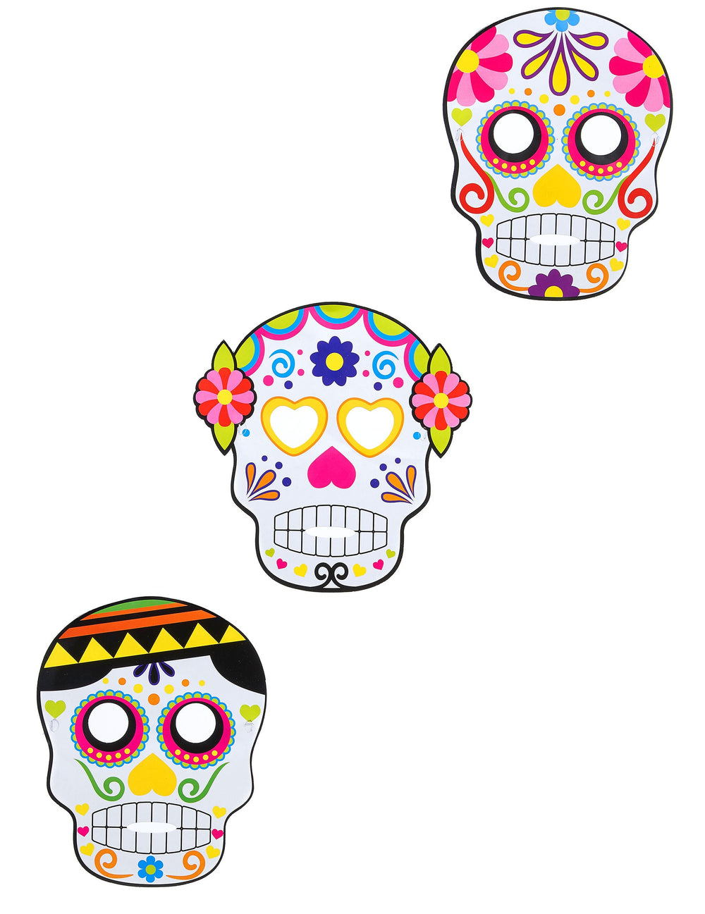 Masques en carton Dia de los muertos pour adulte multicolores assortis pour Halloween
