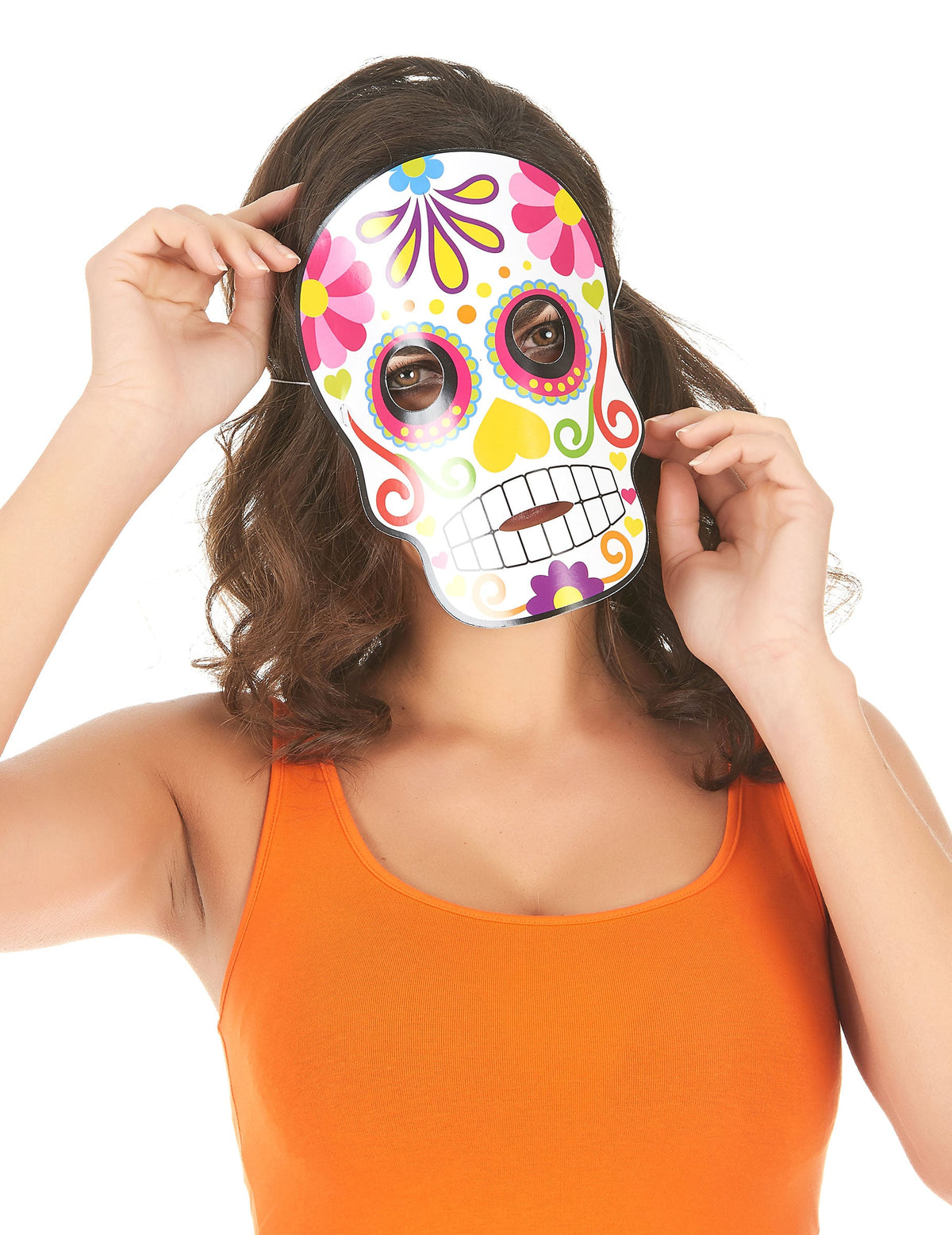 Masque porté sur le visage des masques en carton Dia de los muertos pour adulte