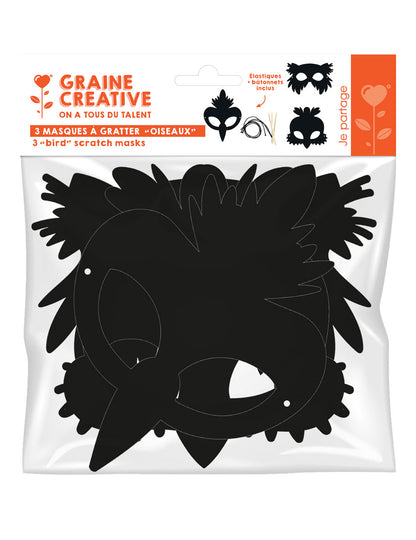 3 ravne kartonske maske za ptice koje se mogu grebati i imati elastične trake