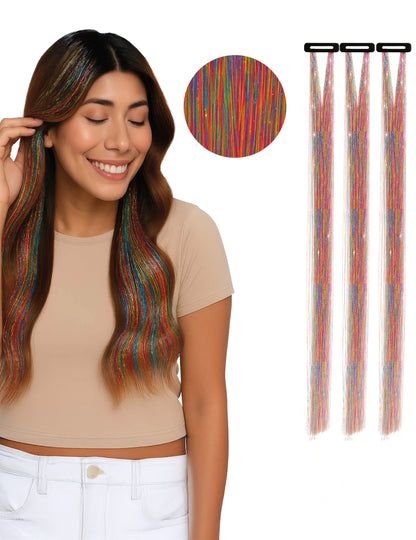 3 raznobojna sjajna pramena 50 cm