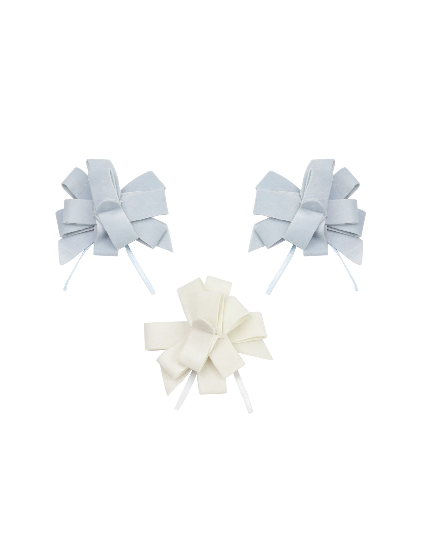 3 čvora za zatezanje, nebesko plavi i bijeli baršun, 9 cm Ukrasi za krštenje