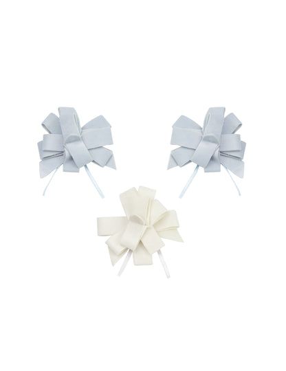 3 čvora za zatezanje, nebesko plavi i bijeli baršun, 9 cm Ukrasi za krštenje
