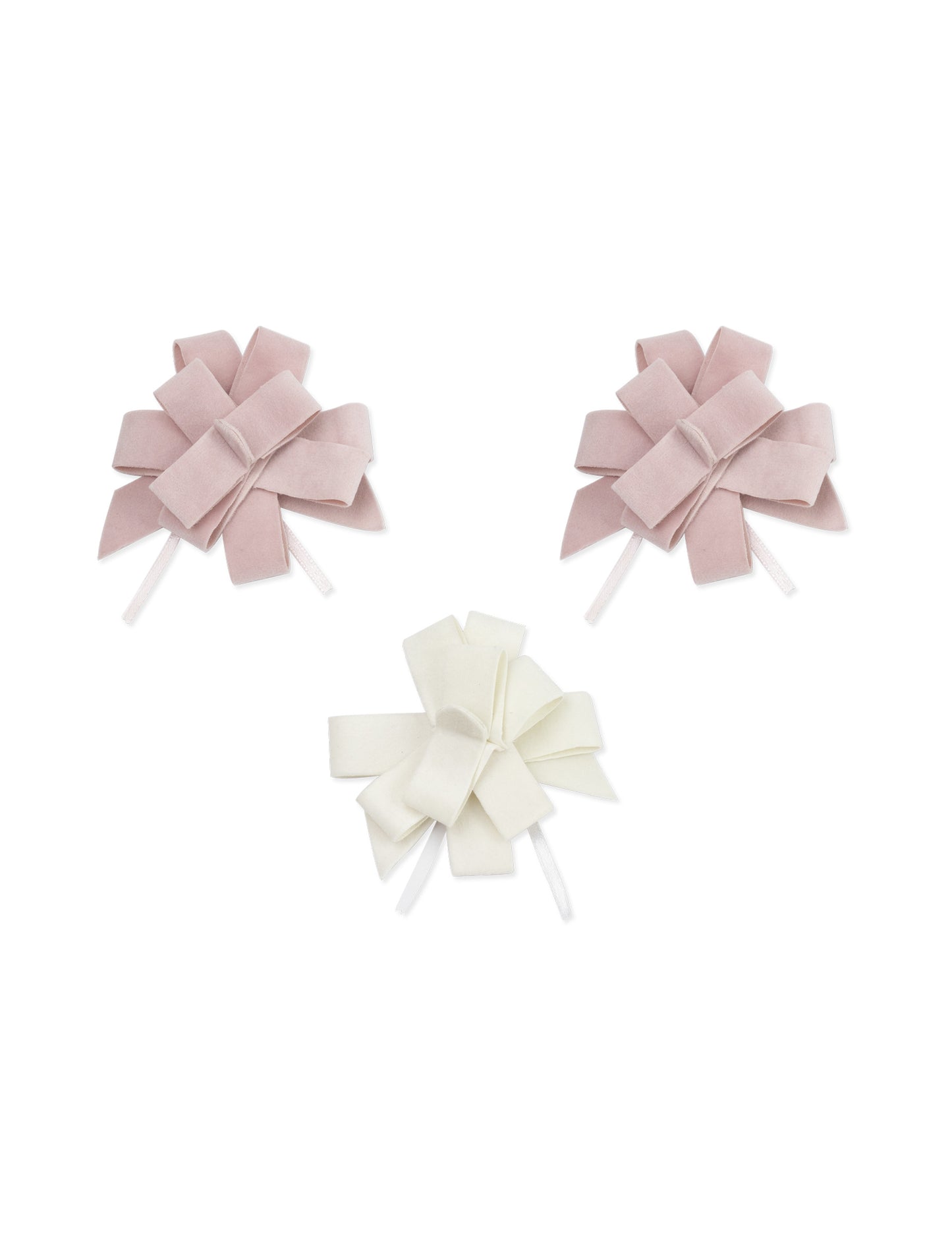 3 ružičasto-bijela baršunasta čvora za zatezanje 9 cm za krštenje