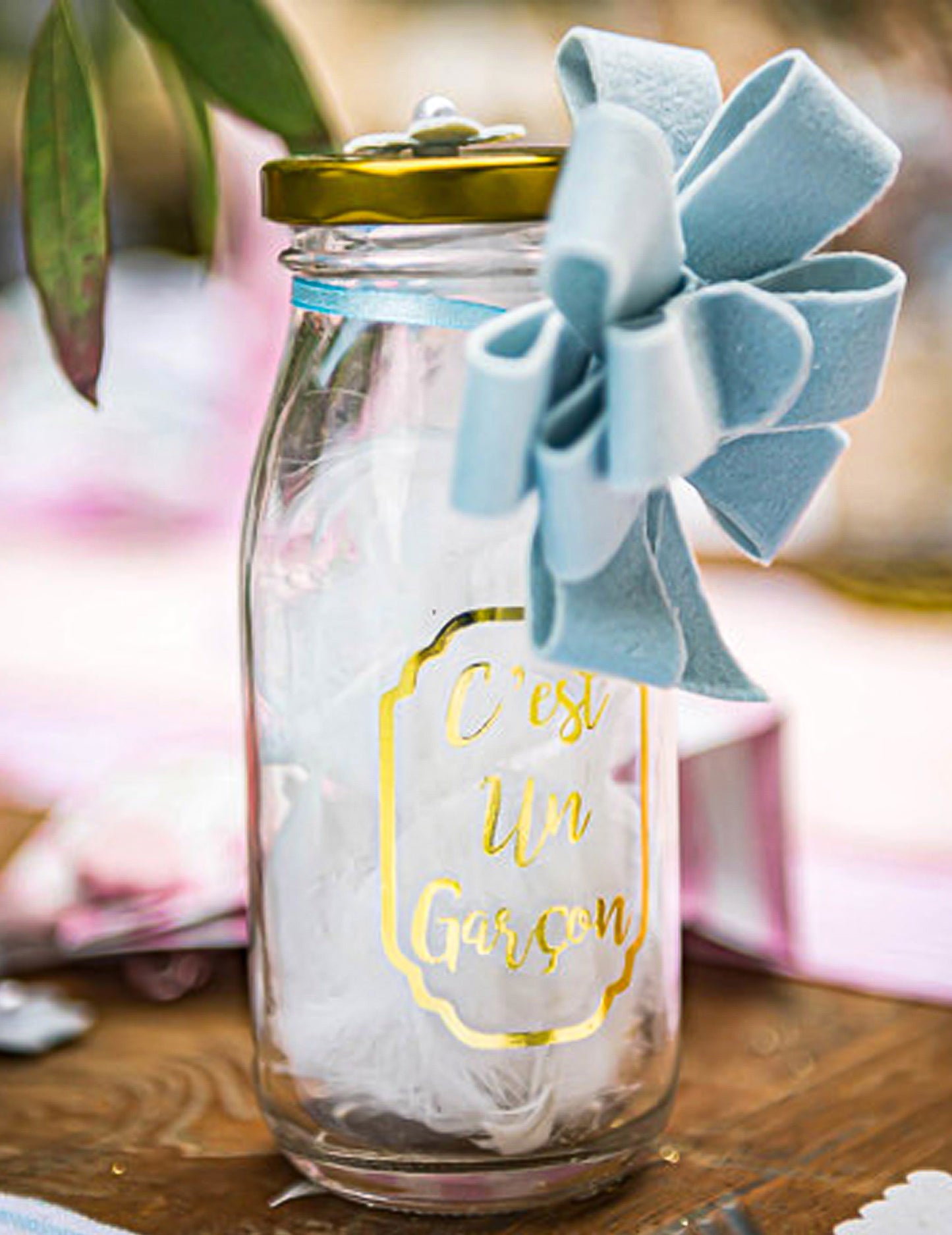 3 čvora za zatezanje, nebesko plavi i bijeli baršun, 9 cm Ukrasi za krštenje