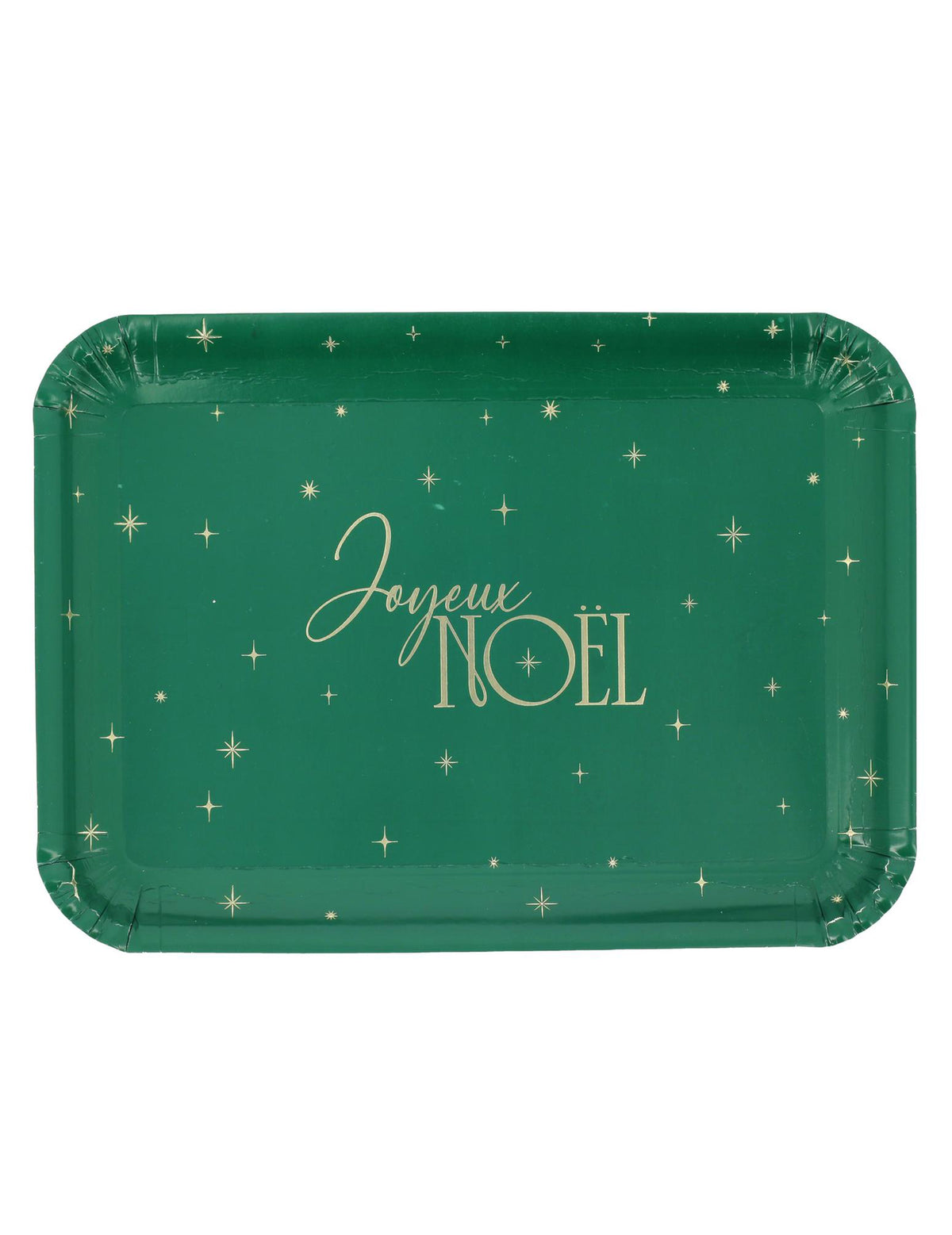 3 plateaux Joyeux Noël L'Intemporel en carton vert et or 35 x 25,5 cm
