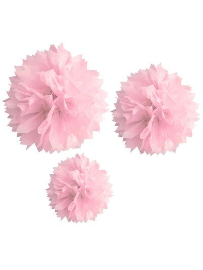Pompons en papier pour décoration rose lot de 3