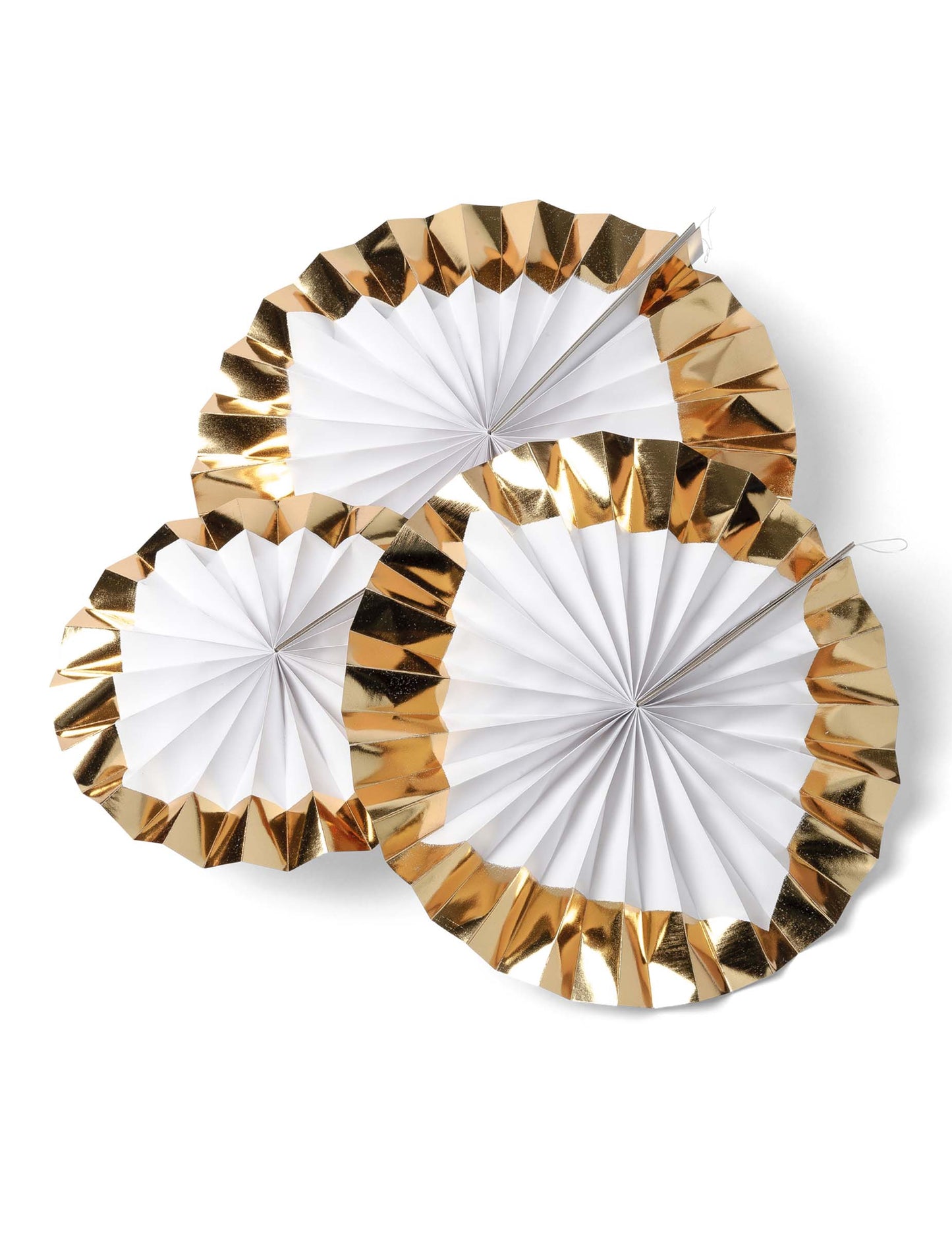 3 bijele rozete sa zlatnim rubovima 30, 25, 20 cm 