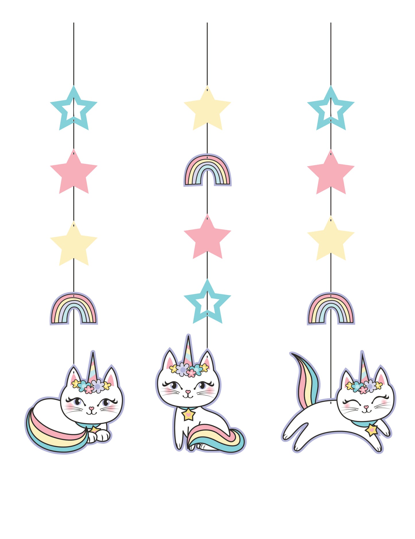 3 kartonske suspenzije Caticorn 91 cm za rođendan