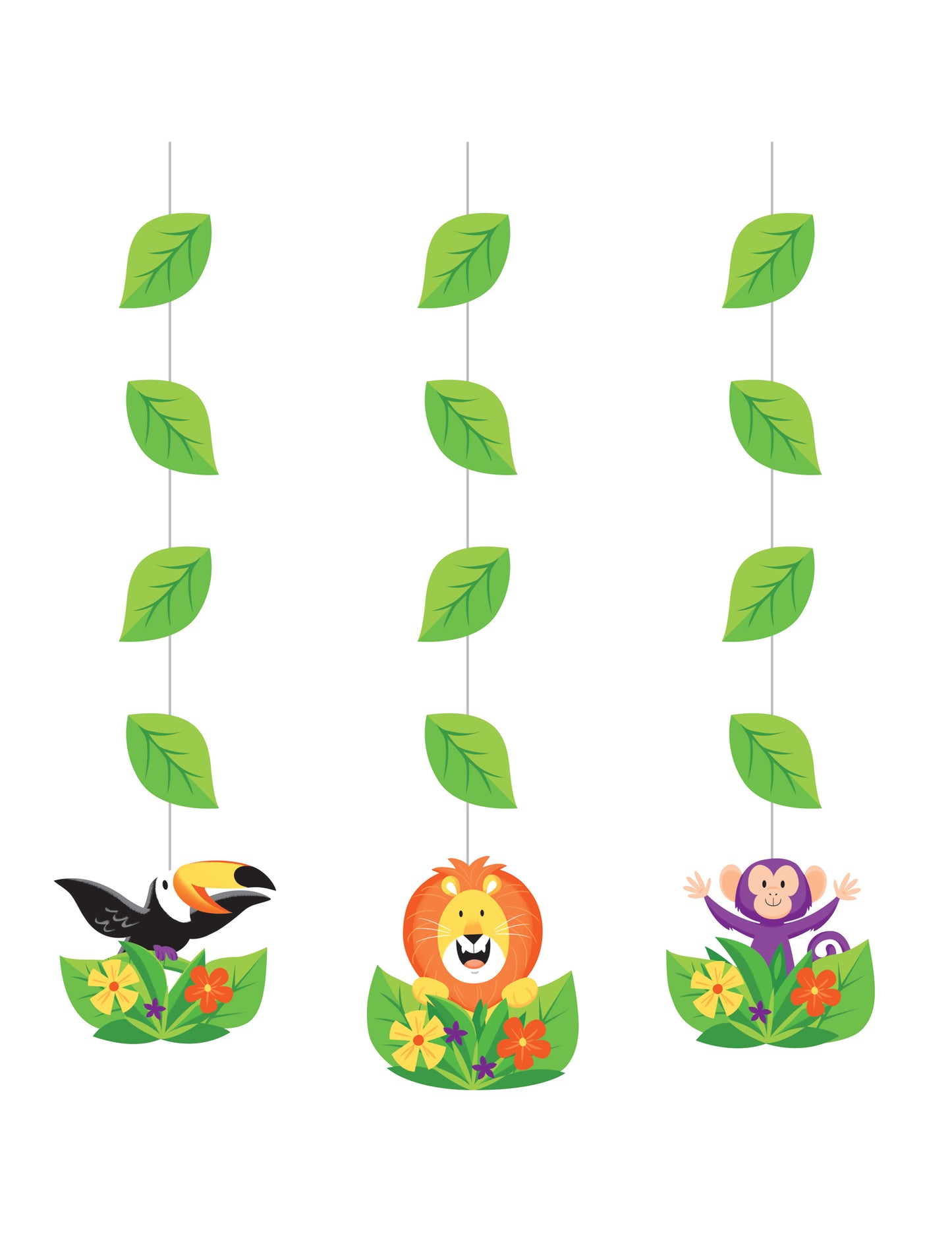 3 kartonske suspenzije džungla safari 57 cm sa životinjama