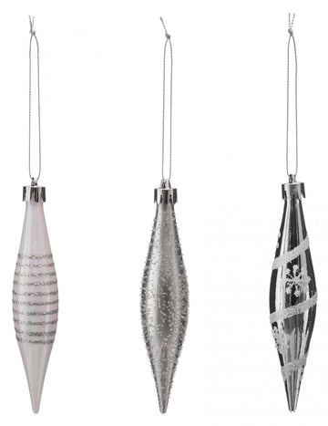 3 srebrne viseće dekoracije u obliku ledenih kocki 15 cm 