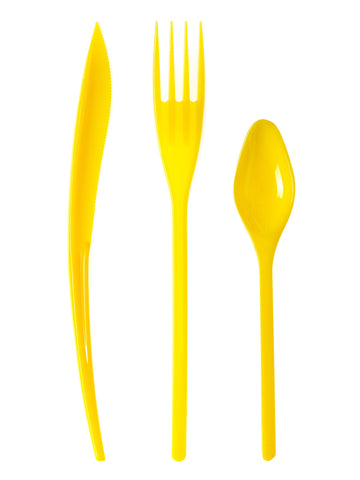 30 žutih plastičnih pribora za jelo - Premium 