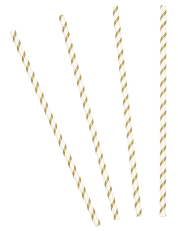 20 zlatnih prugastih papirnatih slamki 