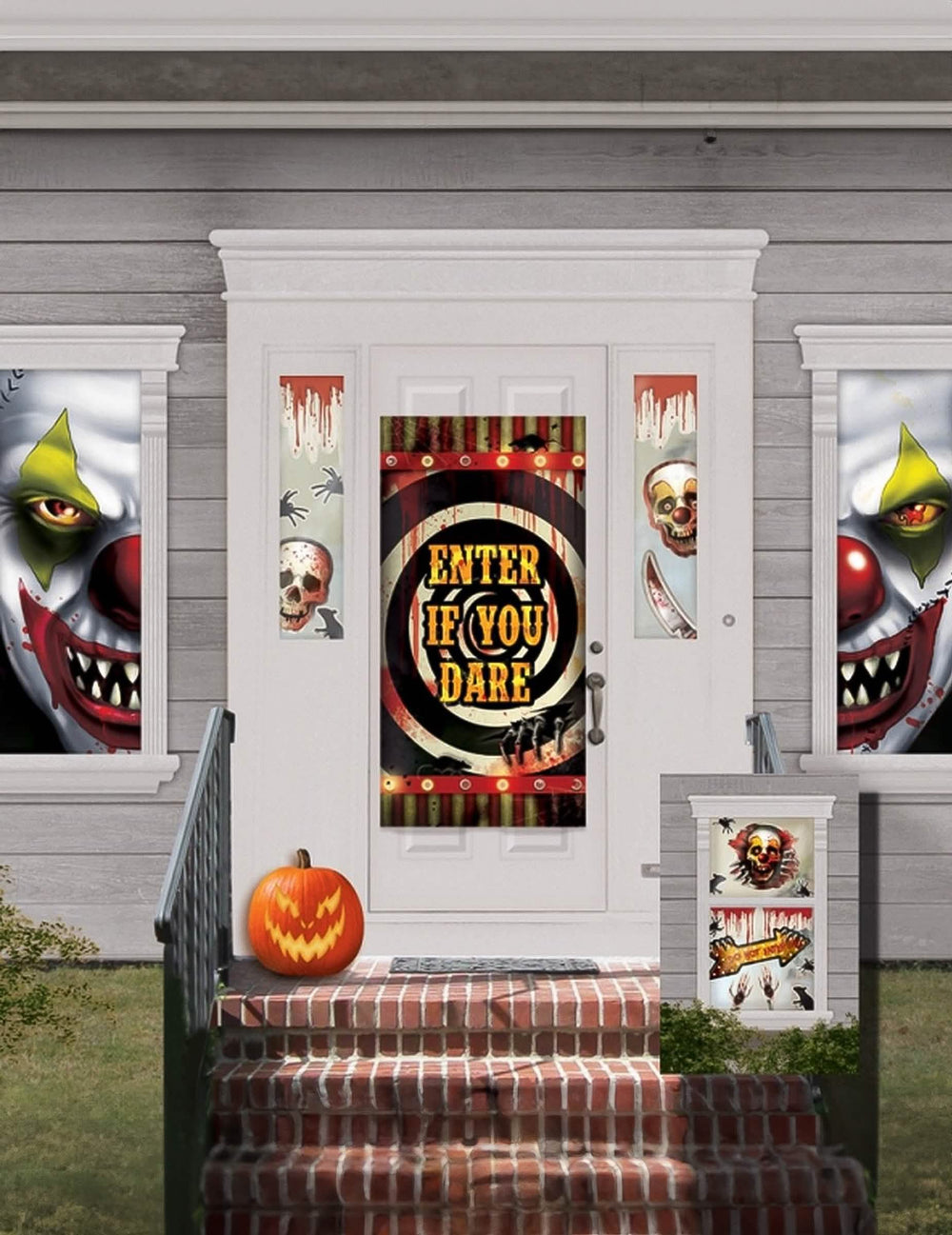 Kućne ukrase za halloween s klaunom za zabavu, višebojne, s posterima i krvavim naljepnicama