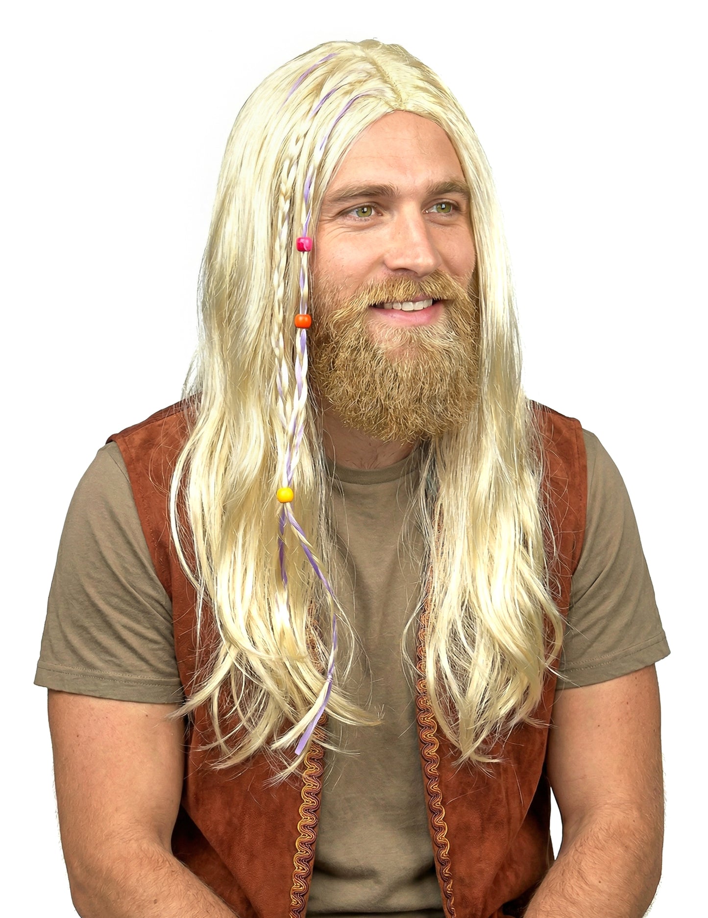 Pogled iz tri četvrtine na hippie periku za odrasle