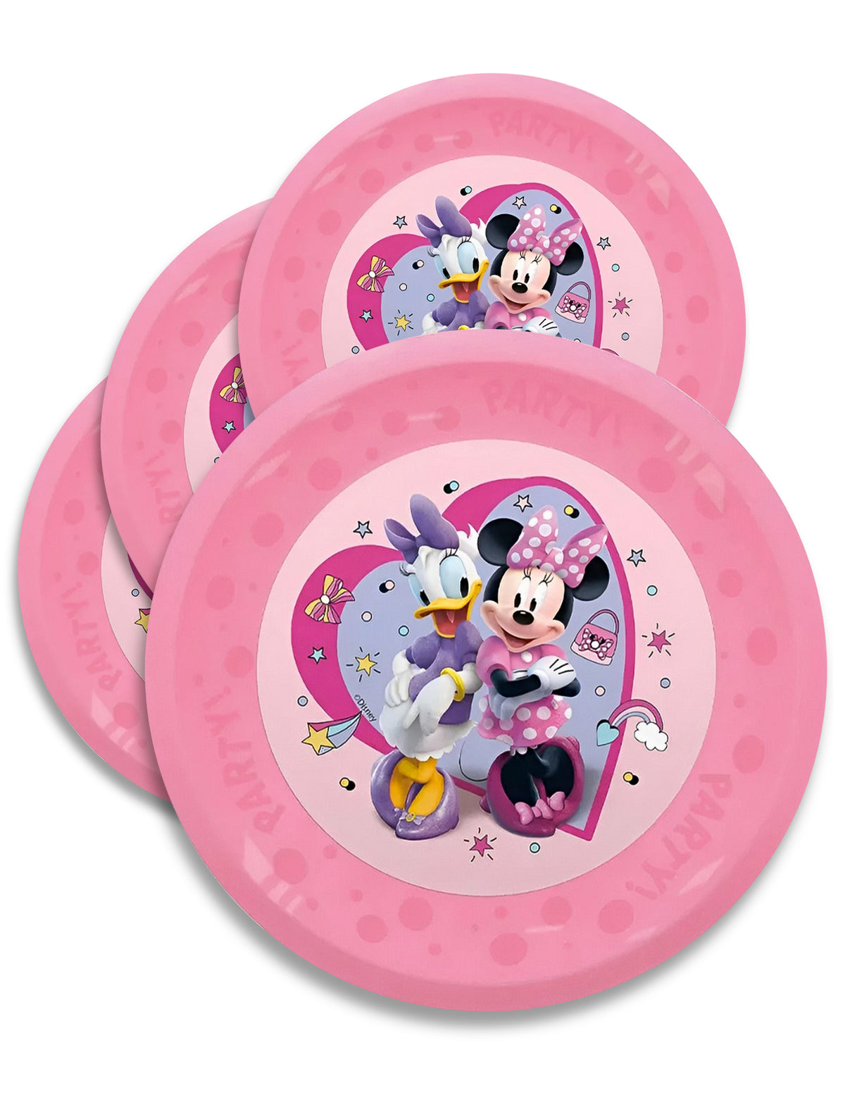 Assiettes réutilisables Minnie pour enfant roses avec Daisy Duck