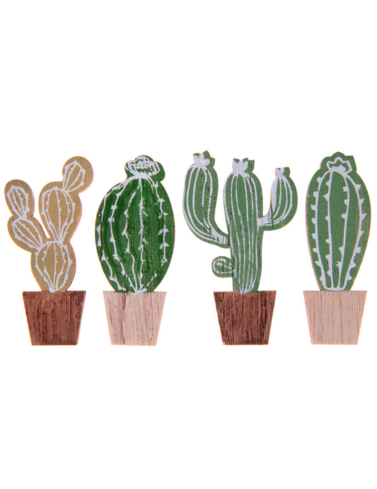 Mise en situation des décorations en bois cactus thème Mexique
