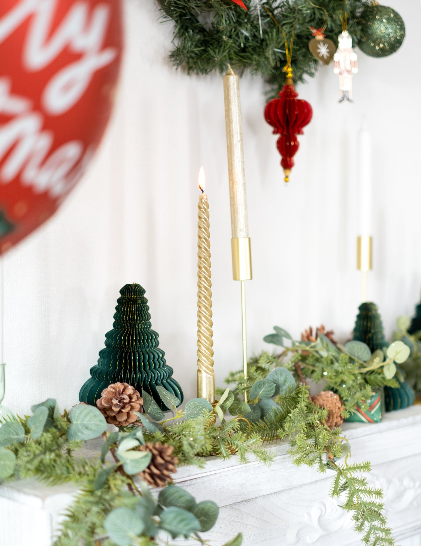 4 bougies chandelles or et paillettes 25 cm torsadées