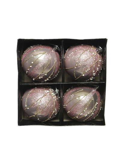 4 božićne kuglice sa šljokicama u ružičastoj i zlatnoj boji 8 cm 
