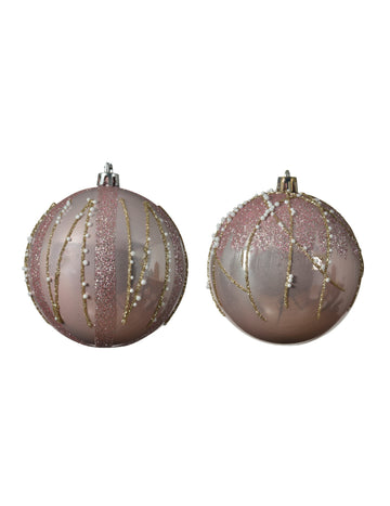 4 božićne kuglice sa šljokicama u ružičastoj i zlatnoj boji 8 cm 