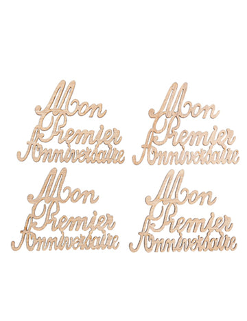 4 drvena konfeta, "Moj prvi rođendan", 6,5 x 5 cm ukras za stol