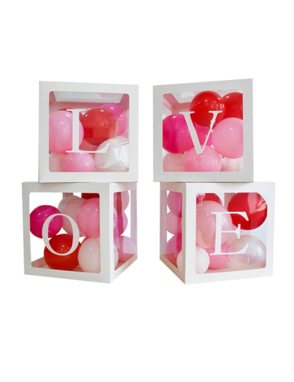 4 cubes à ballons en carton love 30 cm pour décoration romantique