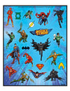 Feuilles de stickers Justice League multicolores avec Superman Batman et Flash