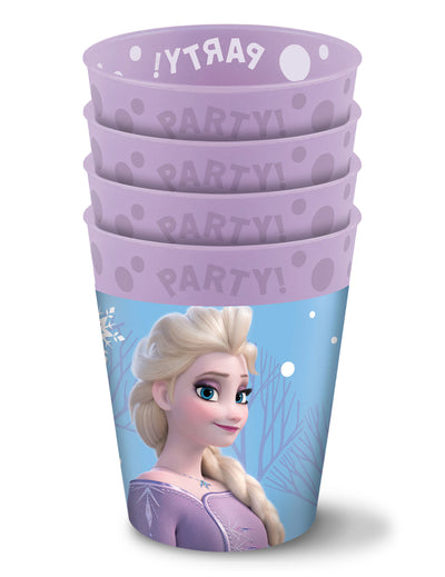 Gobelets réutilisables Frozen pour enfant bleus et violets avec Elsa