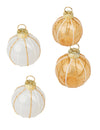 Marque-places boules de Noël blancs et dorés à paillettes