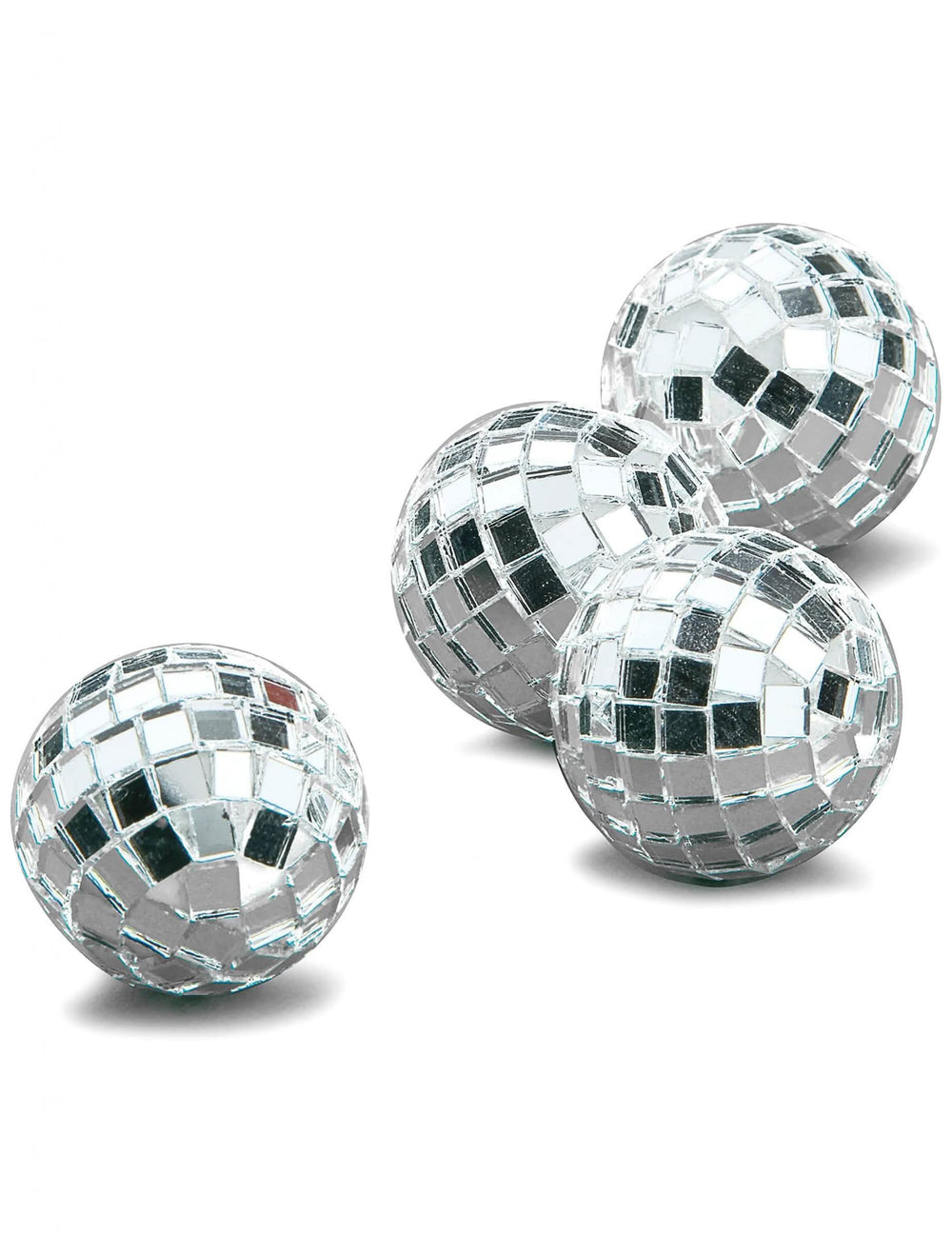 Mini kuglice za disko kuglice za ukras, srebrne, lot od 4