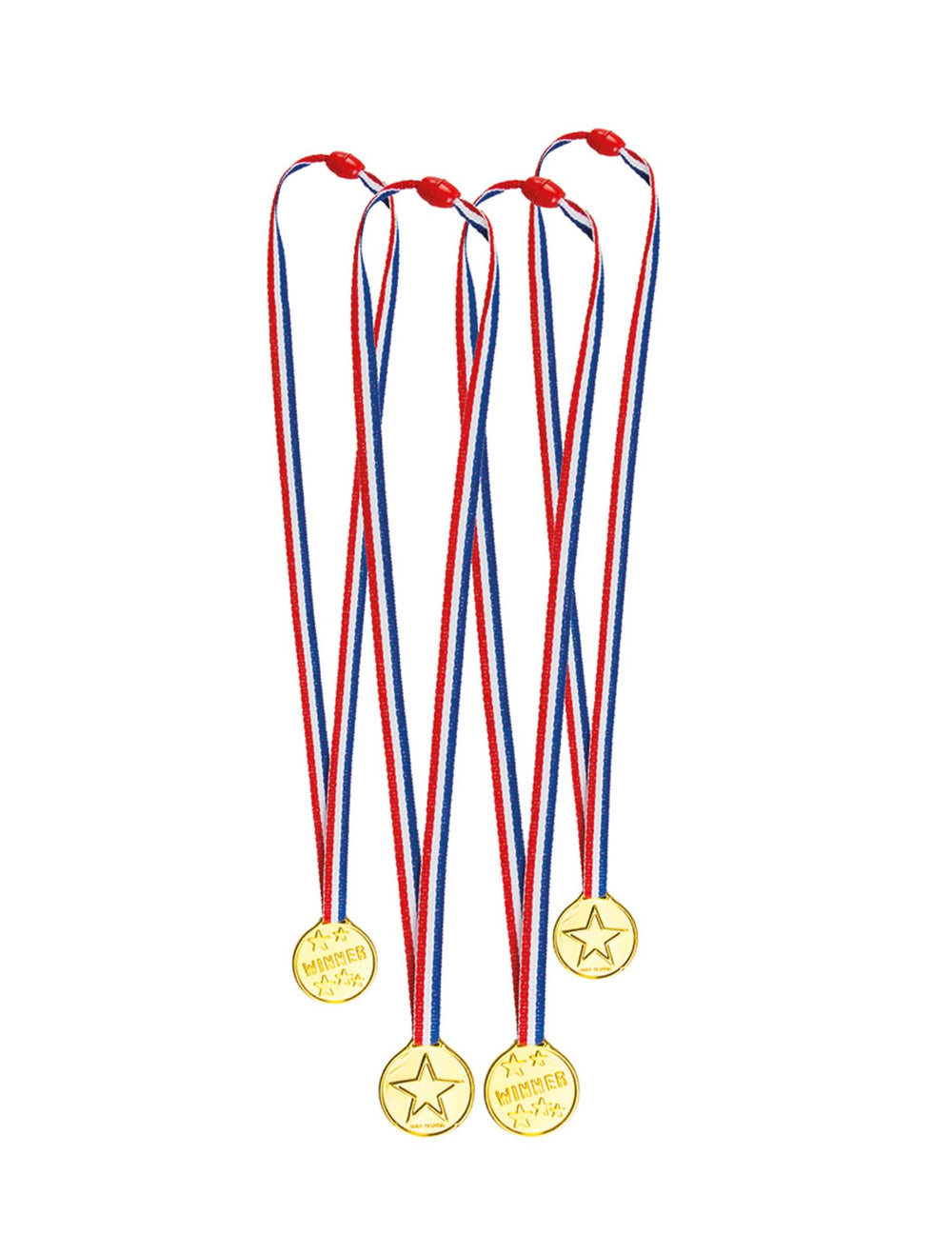 4 mini medalje trobojnice za dijete pozlaćene s plavo bijelom crvenom vrpcom
