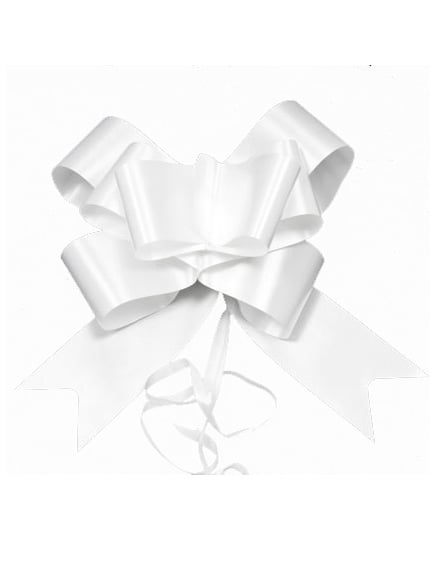 4 bijela povlačna mašna 15 cm 