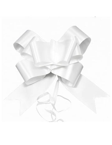 4 bijela povlačna mašna 15 cm 