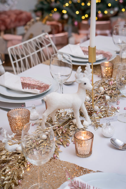 4 svijećnjaka od ružičastog zlatnog stakla 6 cm za svijeće 